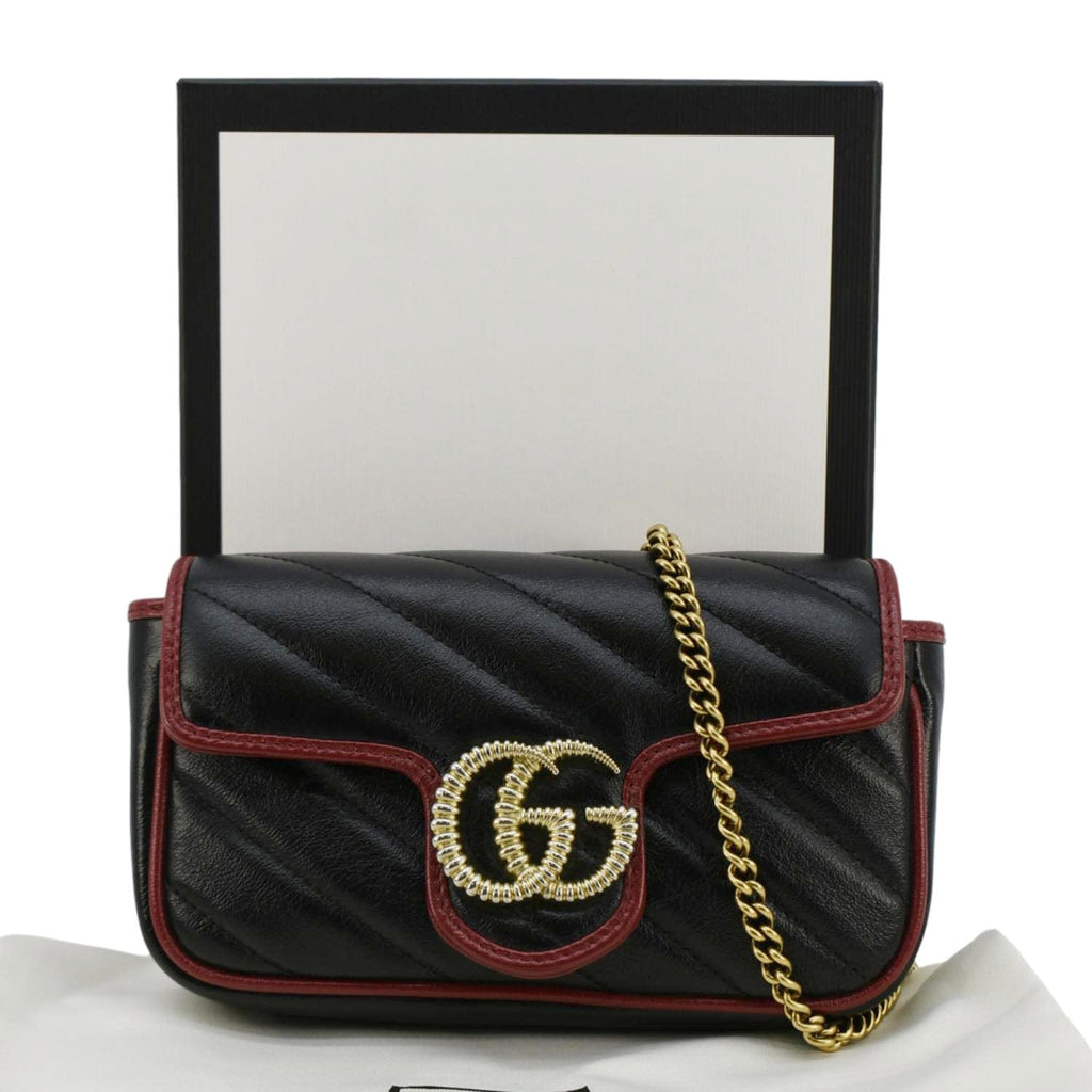 GUCCI Gucci Marmont Tourchon Mini Matelasse Leather Shoulder Crossbody Bag Black 574969