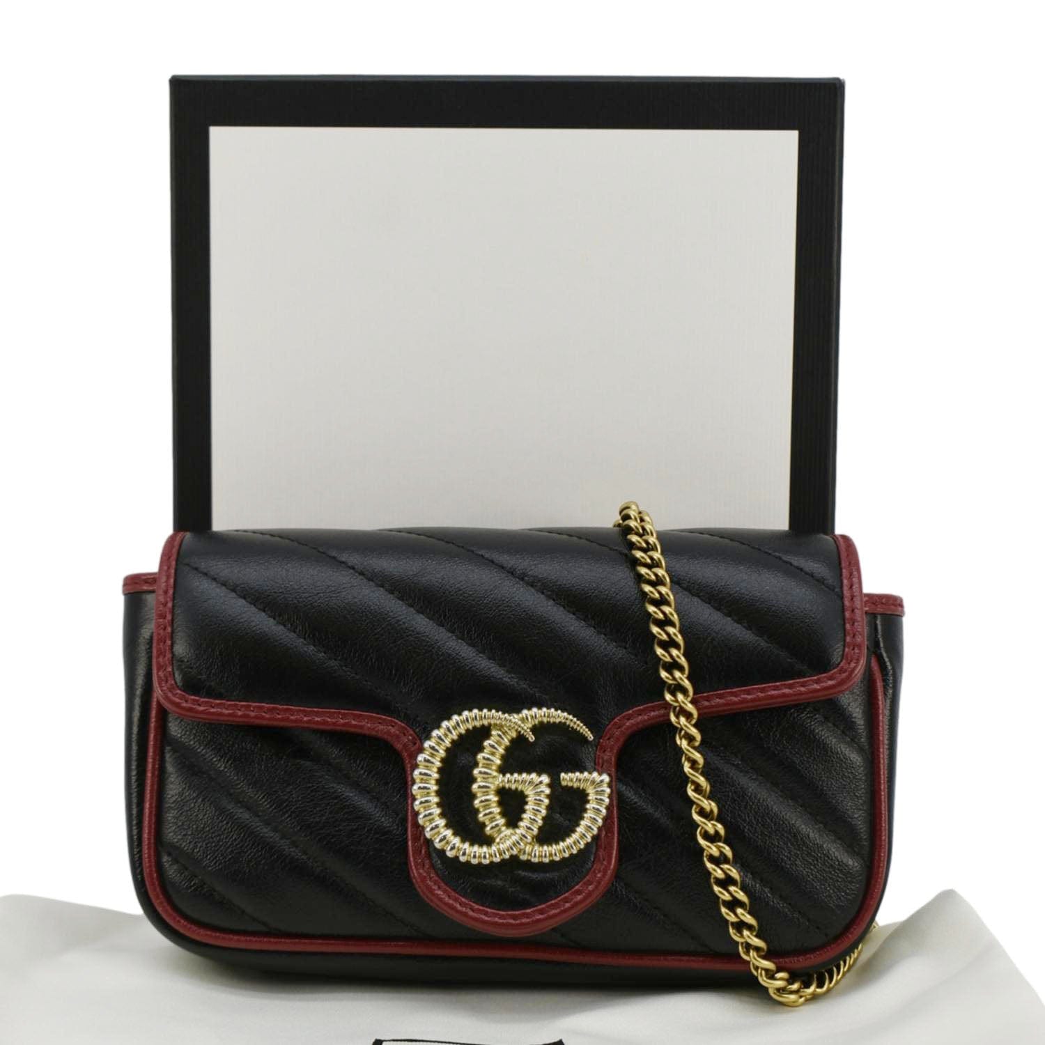 GUCCI Gucci Marmont Tourchon Mini Matelasse Leather Shoulder Crossbody Bag Black 574969