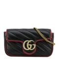 GUCCI Gucci Marmont Tourchon Mini Matelasse Leather Shoulder Crossbody Bag Black 574969