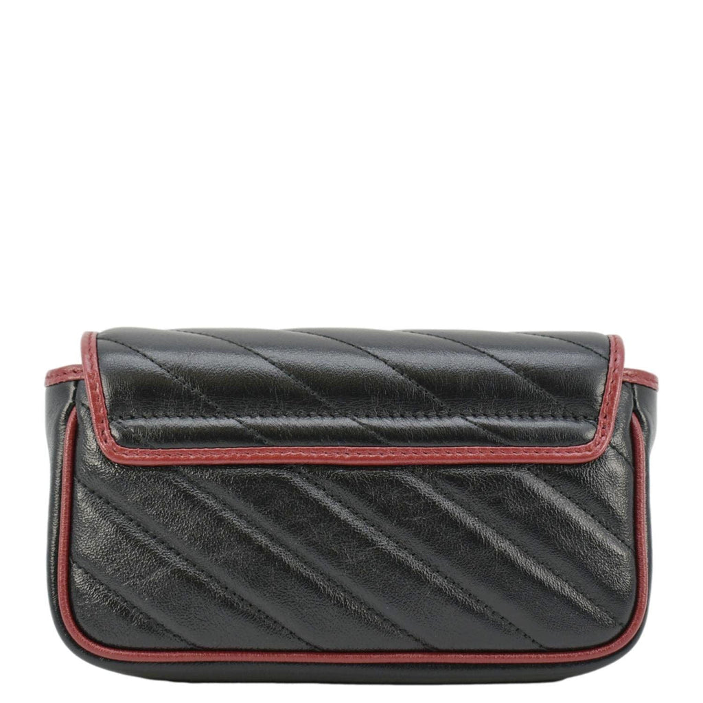GUCCI Gucci Marmont Tourchon Mini Matelasse Leather Shoulder Crossbody Bag Black 574969