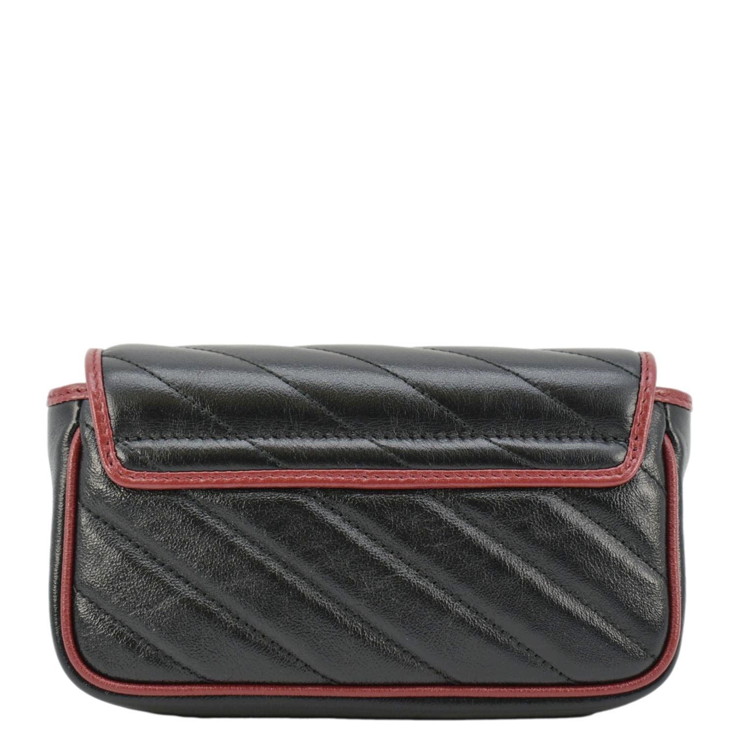 GUCCI Gucci Marmont Tourchon Mini Matelasse Leather Shoulder Crossbody Bag Black 574969