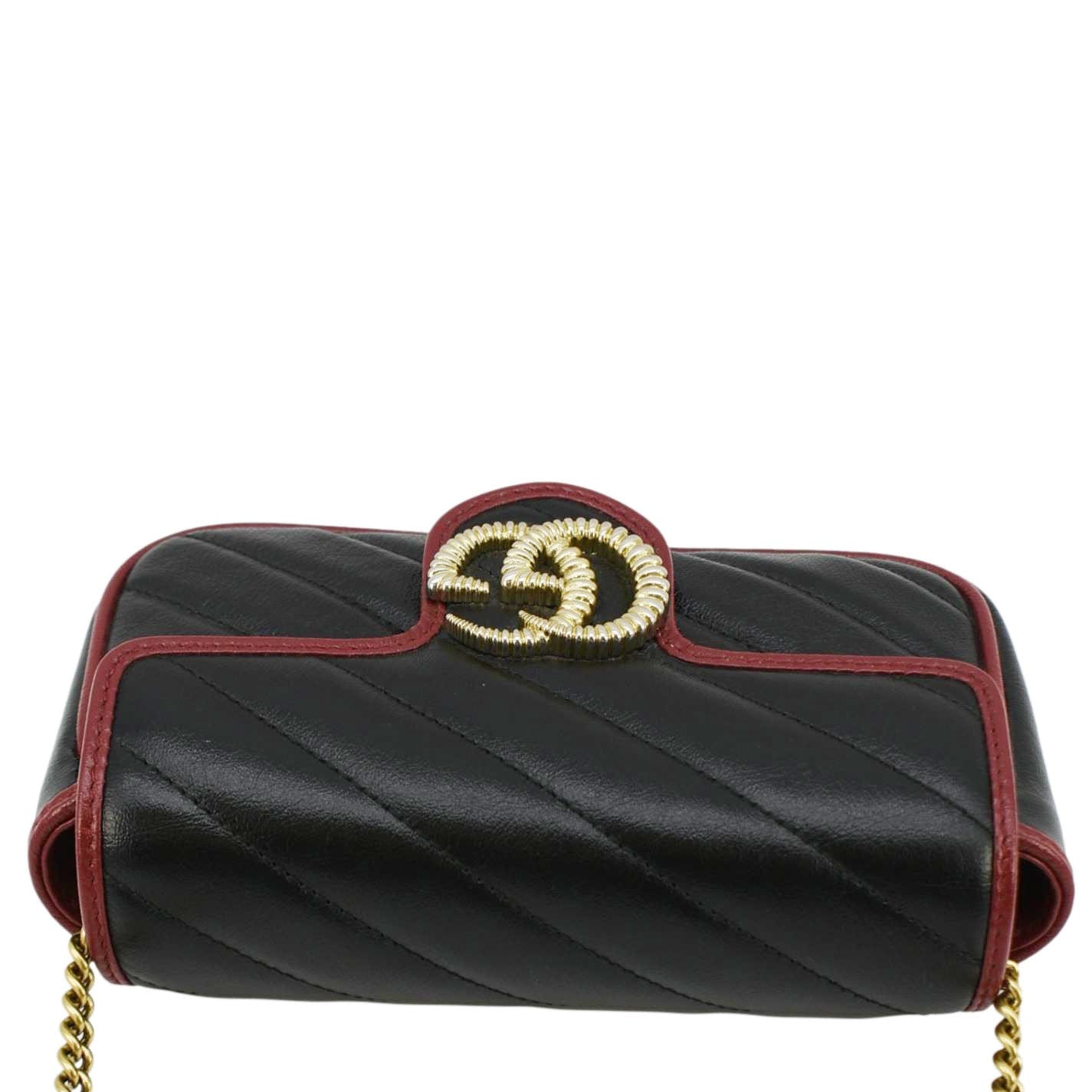 GUCCI Gucci Marmont Tourchon Mini Matelasse Leather Shoulder Crossbody Bag Black 574969