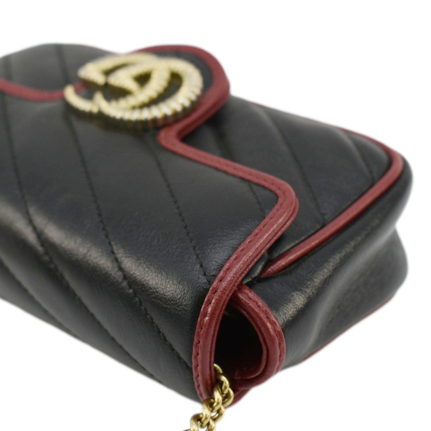 GUCCI Gucci Marmont Tourchon Mini Matelasse Leather Shoulder Crossbody Bag Black 574969