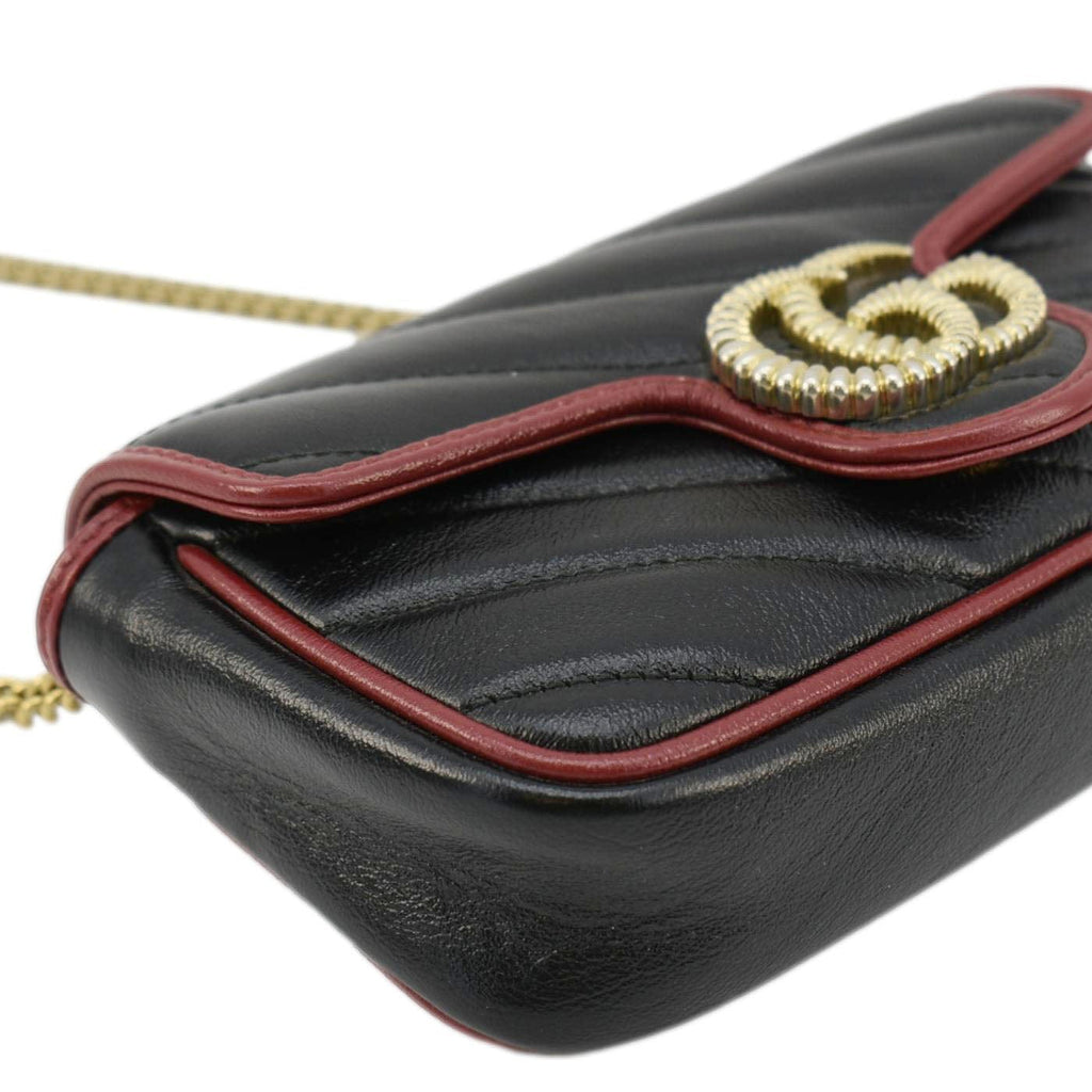 GUCCI Gucci Marmont Tourchon Mini Matelasse Leather Shoulder Crossbody Bag Black 574969