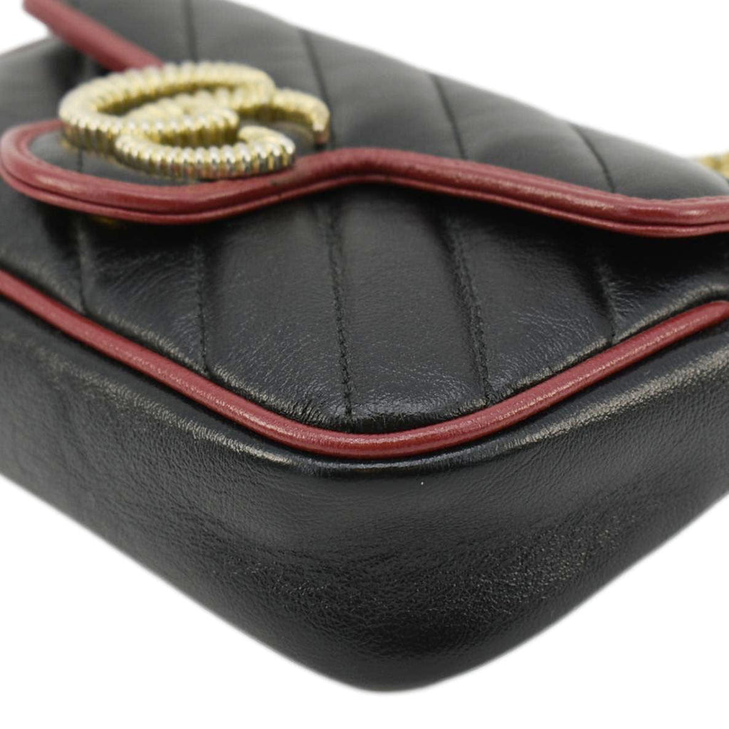 GUCCI Gucci Marmont Tourchon Mini Matelasse Leather Shoulder Crossbody Bag Black 574969