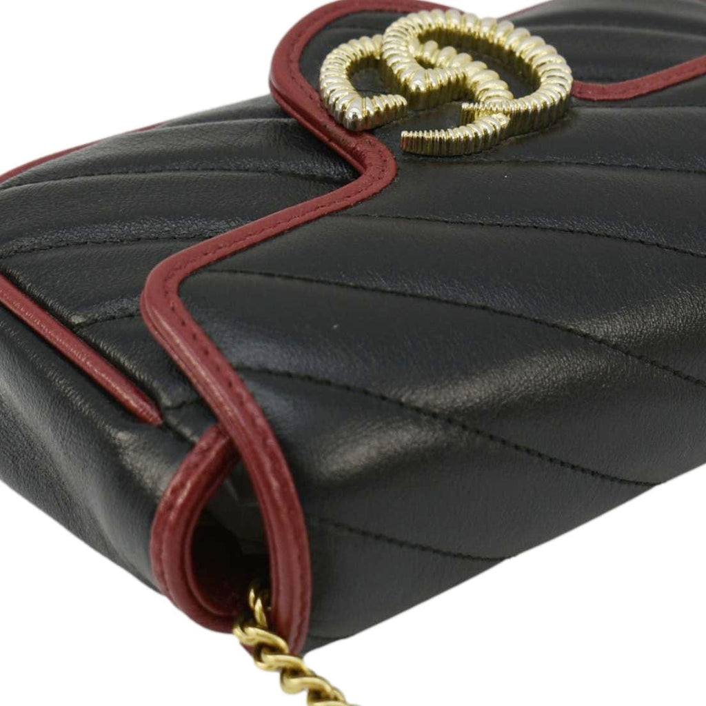 GUCCI Gucci Marmont Tourchon Mini Matelasse Leather Shoulder Crossbody Bag Black 574969