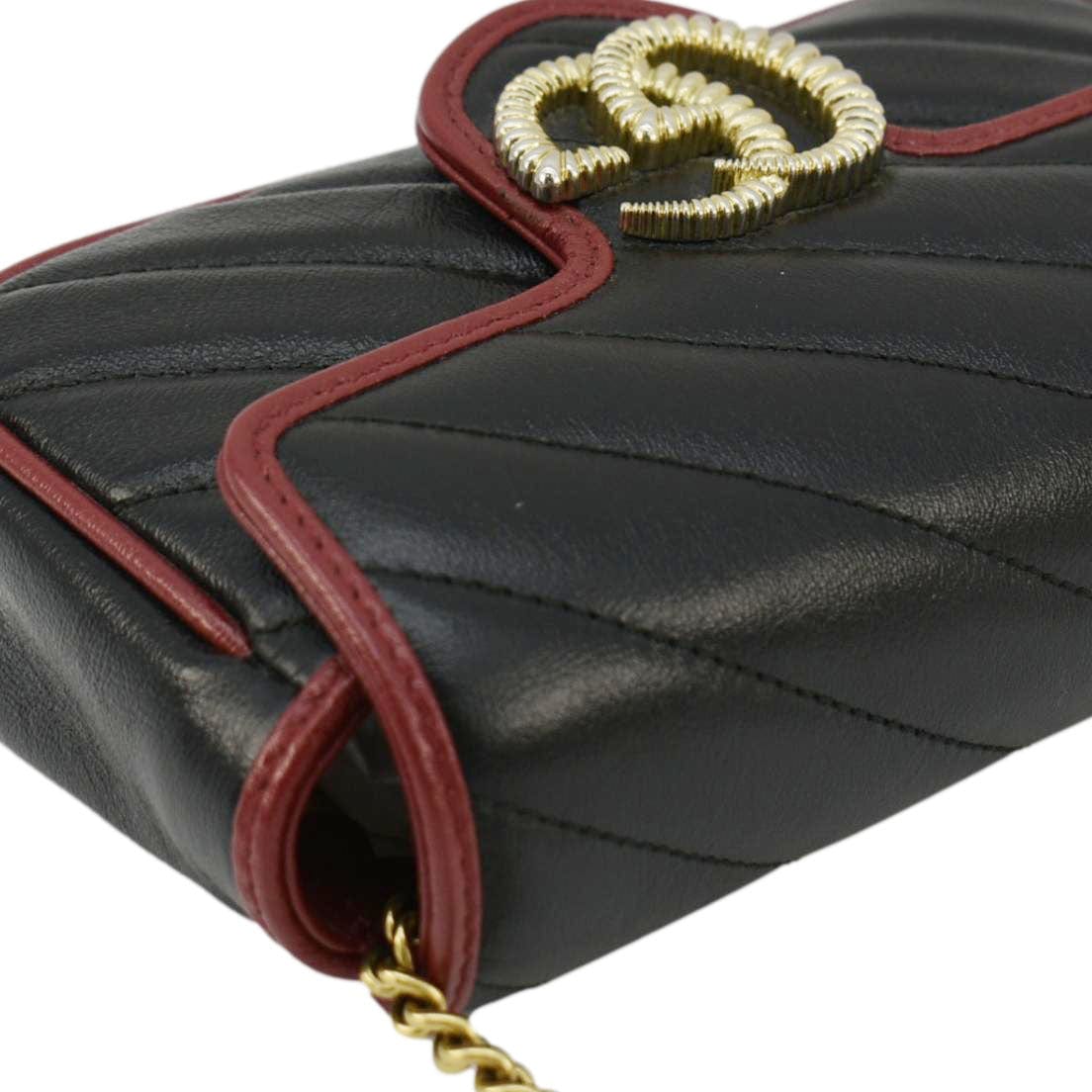 GUCCI Gucci Marmont Tourchon Mini Matelasse Leather Shoulder Crossbody Bag Black 574969