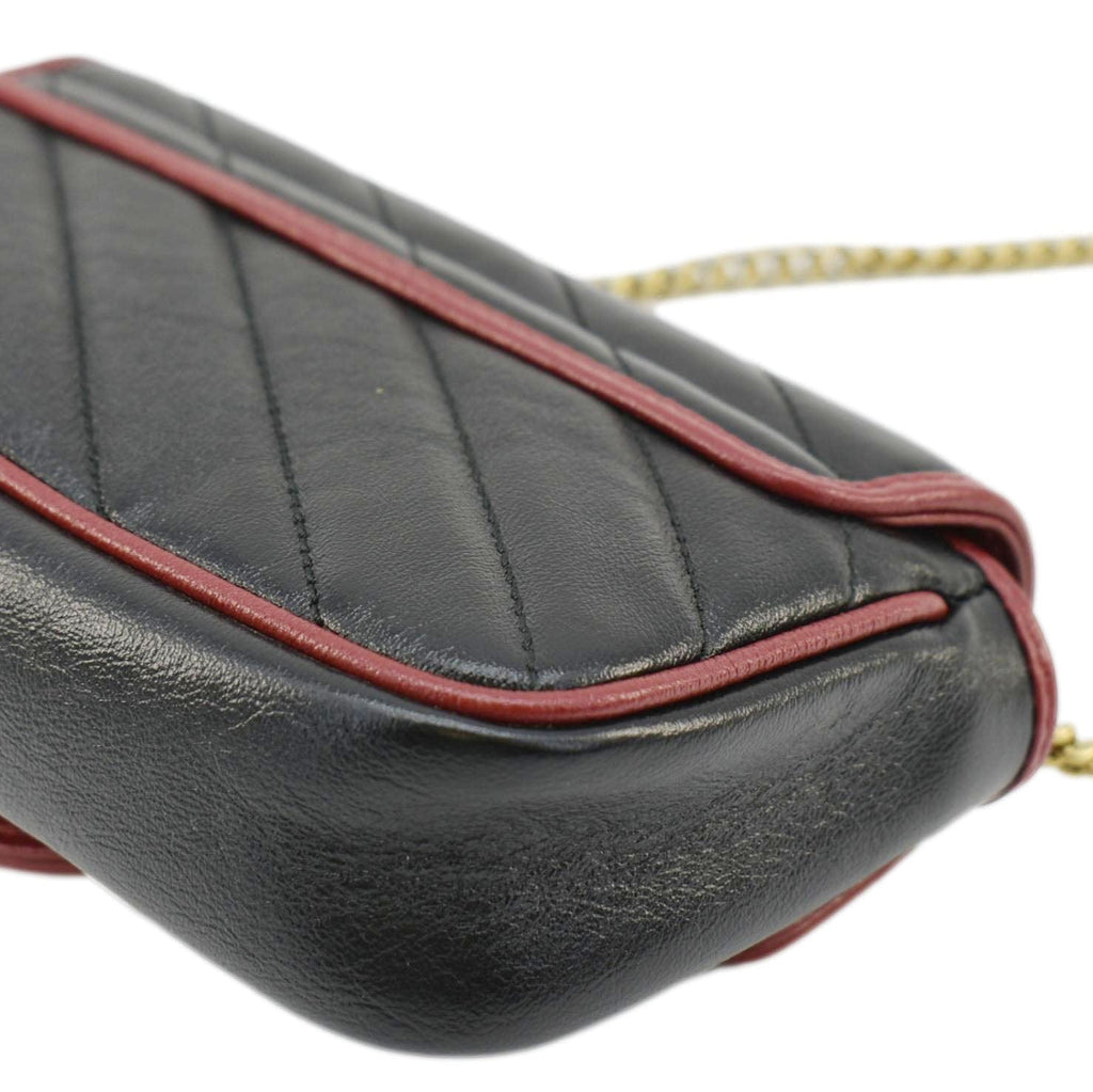 GUCCI Gucci Marmont Tourchon Mini Matelasse Leather Shoulder Crossbody Bag Black 574969