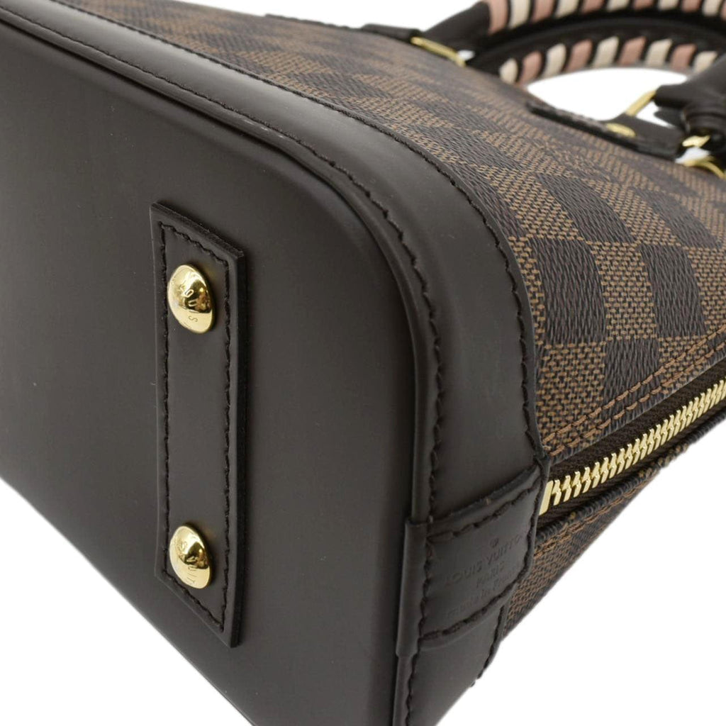 LOUIS VUITTON Braided Alma BB Damier Ebene Satchel Bag Brown