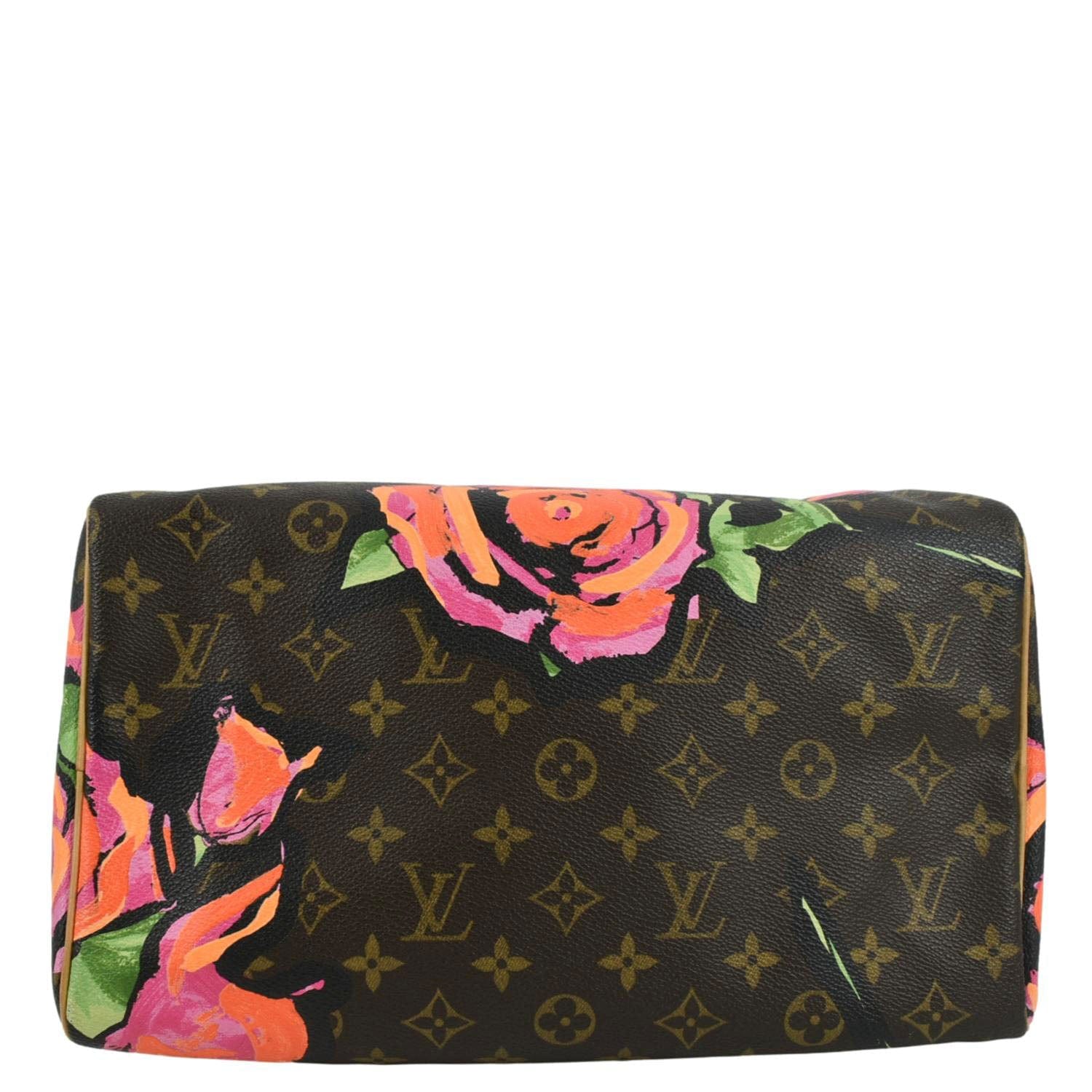 LOUIS VUITTON Roses Speedy 30 Monogram Canvas Satchel Bag Brown