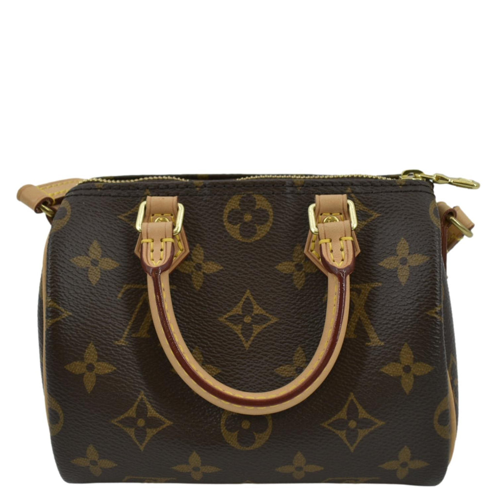 LOUIS VUITTON Nano Speedy Monogram Canvas Crossbody Bag Brown