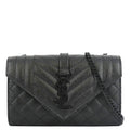 YVES SAINT LAURENT Grain De Poudre Embossed Leather Crossbody Chain Bag Black