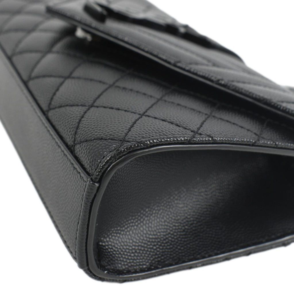 YVES SAINT LAURENT Grain De Poudre Embossed Leather Crossbody Chain Bag Black