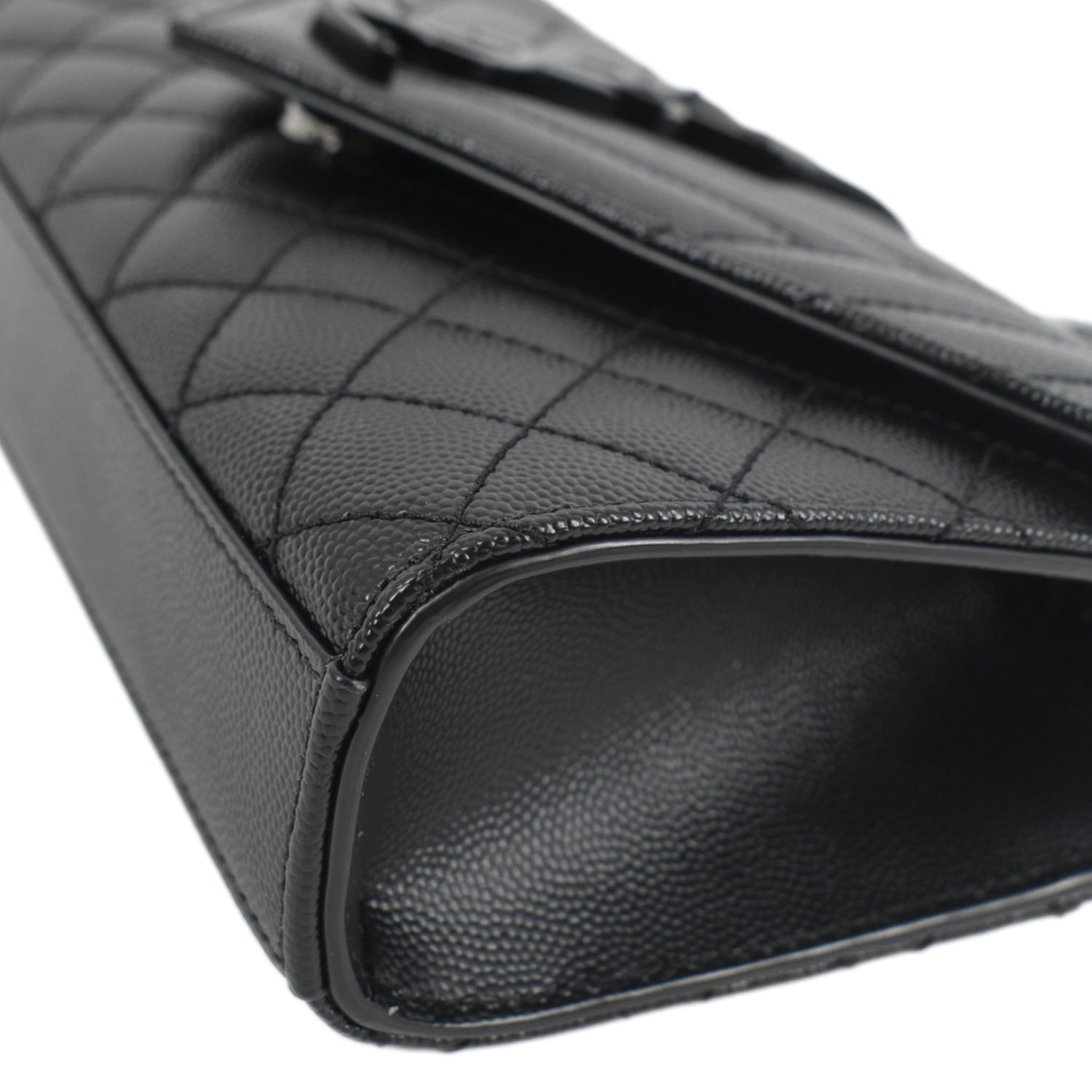 YVES SAINT LAURENT Grain De Poudre Embossed Leather Crossbody Chain Bag Black