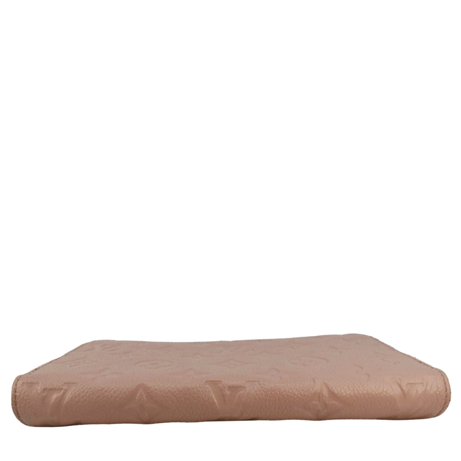 LOUIS VUITTON Clemence Empreinte Leather Wallet Dusty Pink