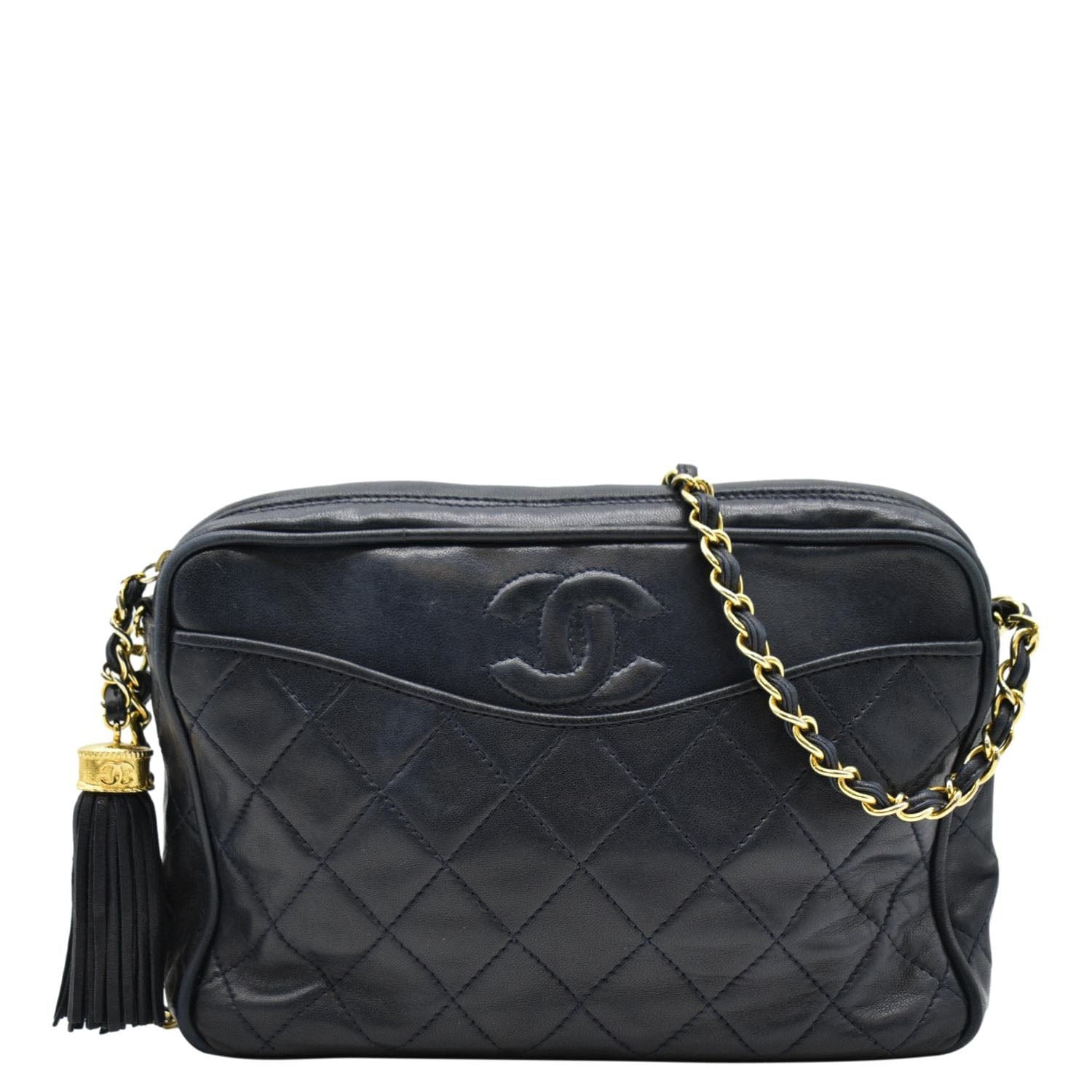 Chanel  Quilted Leather Camera Crossbody Bag Black