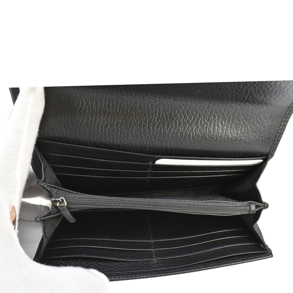 GUCCI Interlocking Gucci Calfskin Leather Wallet Black 615524