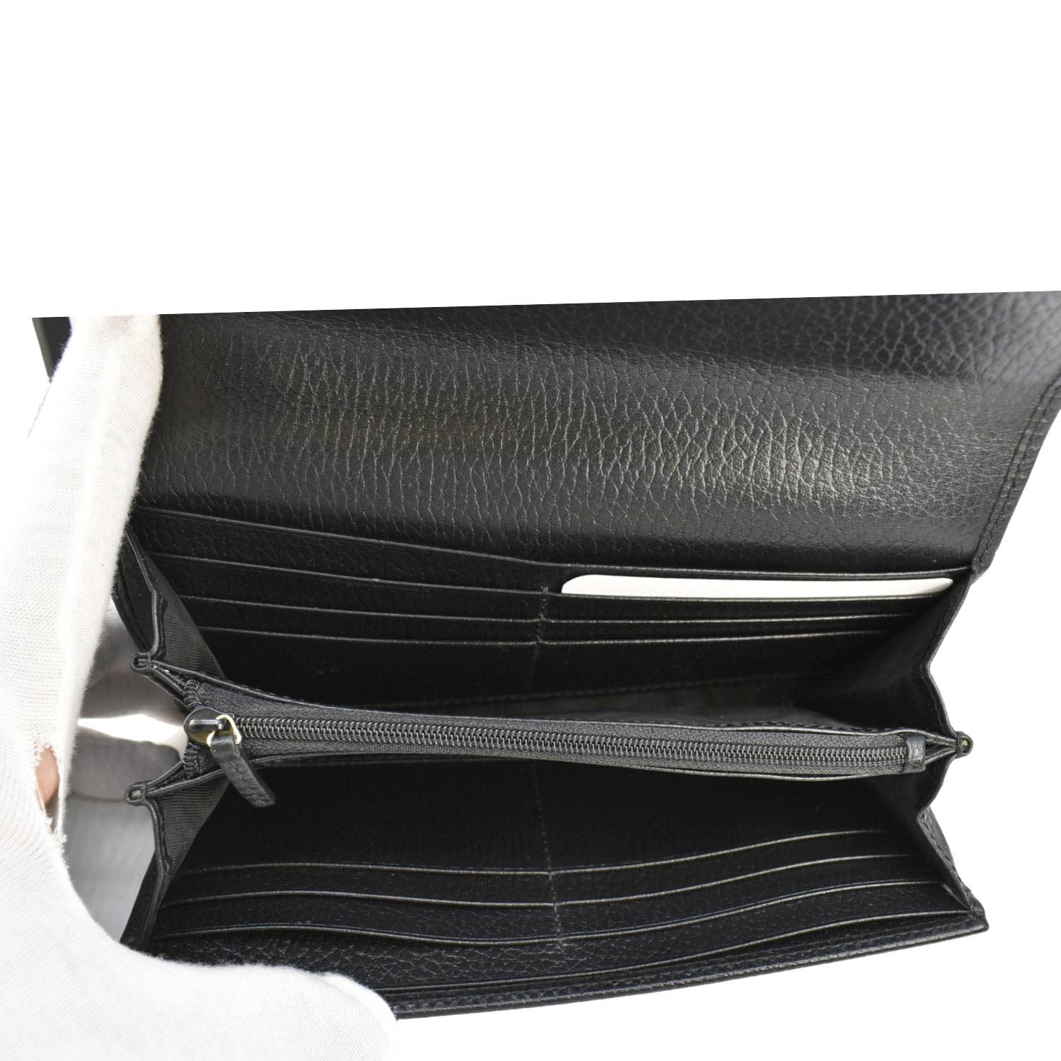 GUCCI Interlocking Gucci Calfskin Leather Wallet Black 615524
