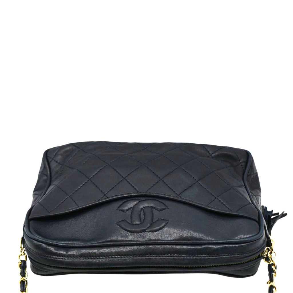 Chanel  Quilted Leather Camera Crossbody Bag Black