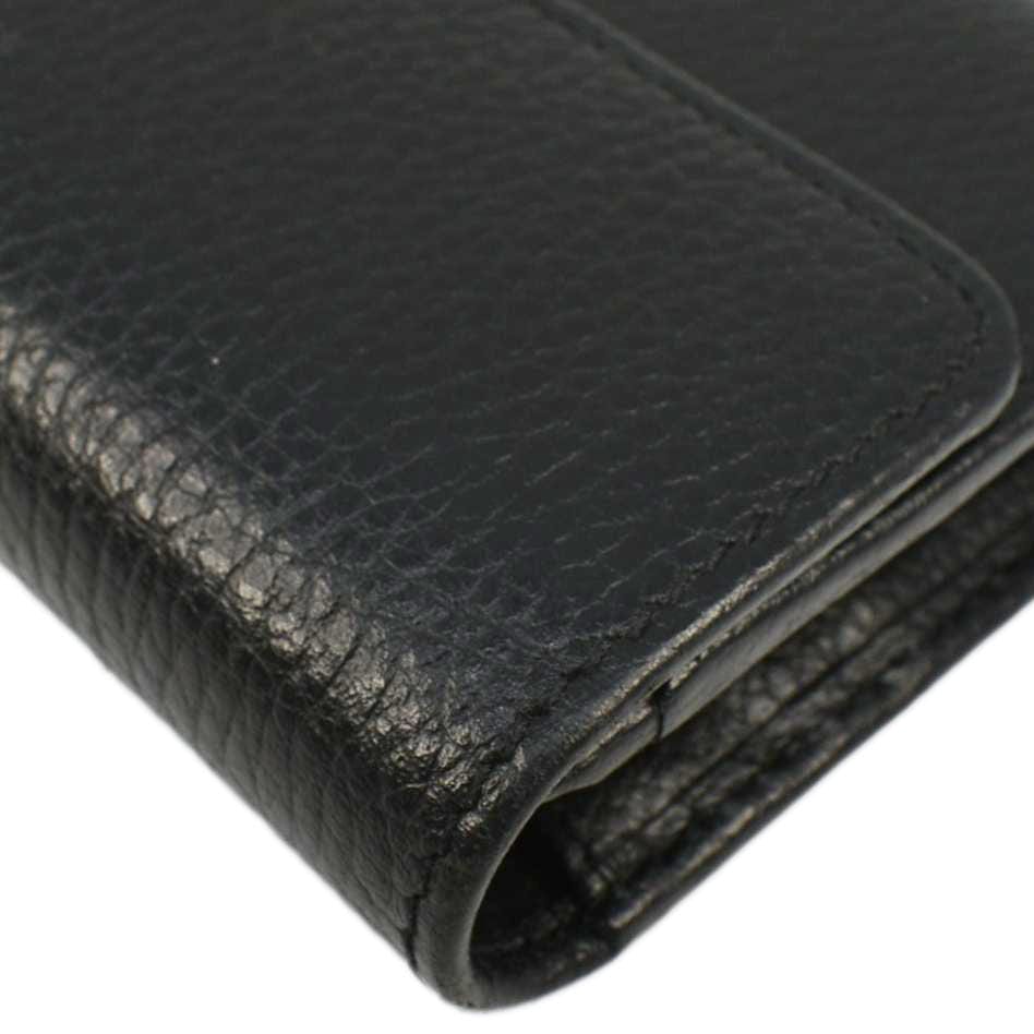 GUCCI Interlocking Gucci Calfskin Leather Wallet Black 615524