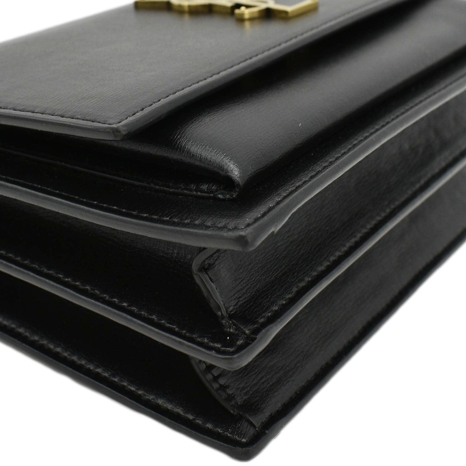 YVES SAINT LAURENT Monogram Sunset Medium Leather Shoulder Bag Black