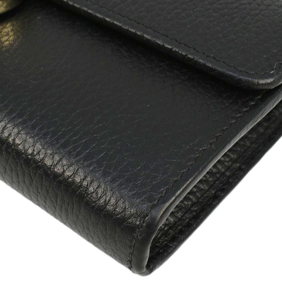 GUCCI Interlocking Gucci Calfskin Leather Wallet Black 615524