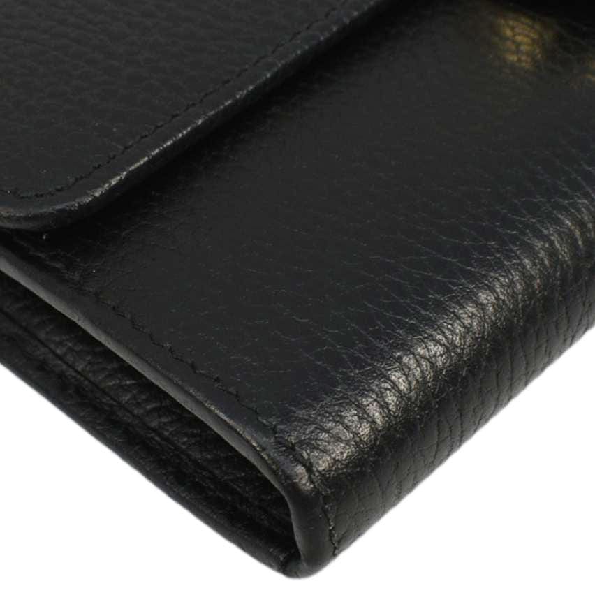 GUCCI Interlocking Gucci Calfskin Leather Wallet Black 615524