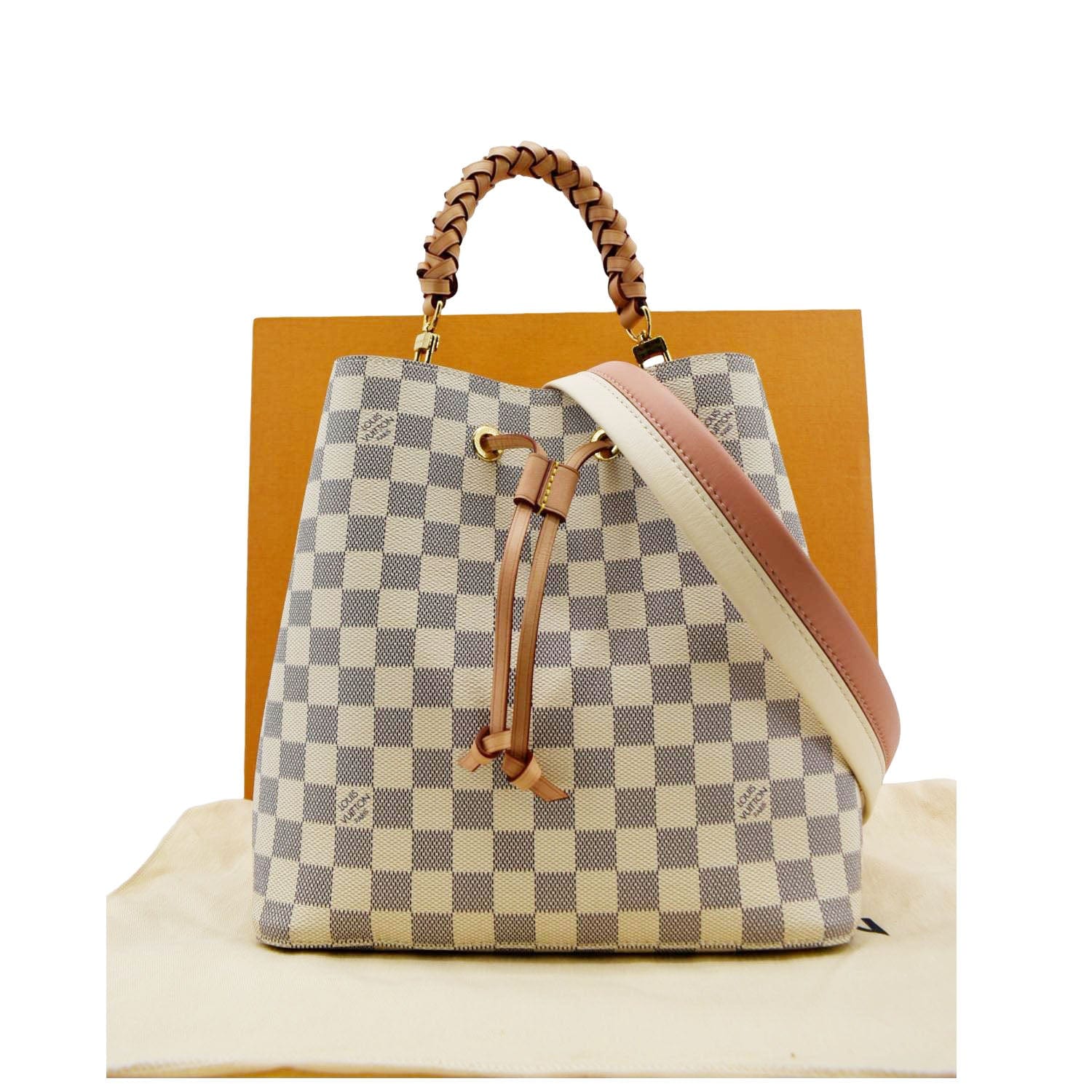 LOUIS VUITTON Neonoe Braided Handle Damier Azur Crossbody Bag White
