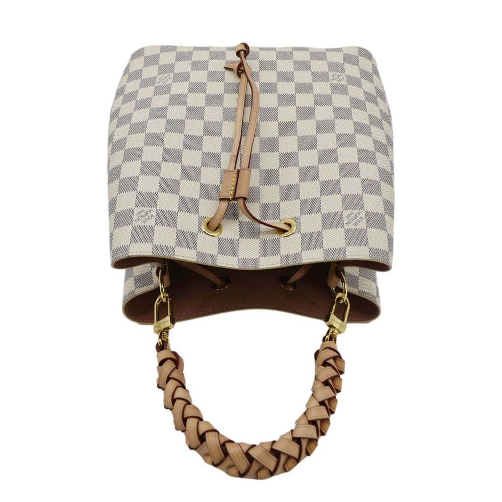 LOUIS VUITTON Neonoe Braided Handle Damier Azur Crossbody Bag White