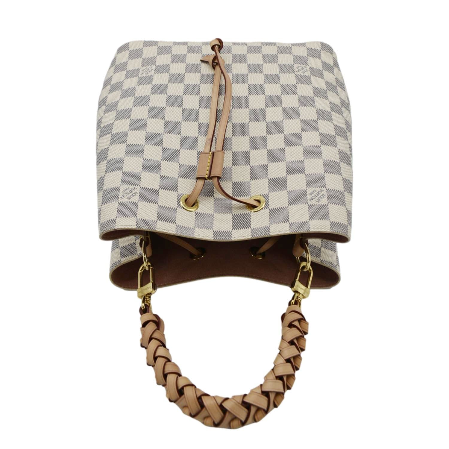 LOUIS VUITTON Neonoe Braided Handle Damier Azur Crossbody Bag White