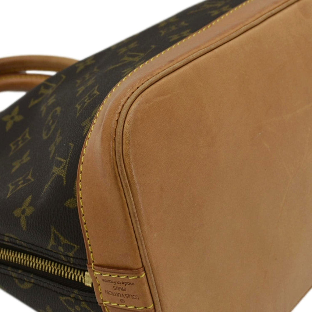 LOUIS VUITTON Alma PM Monogram Canvas Satchel Bag Brown
