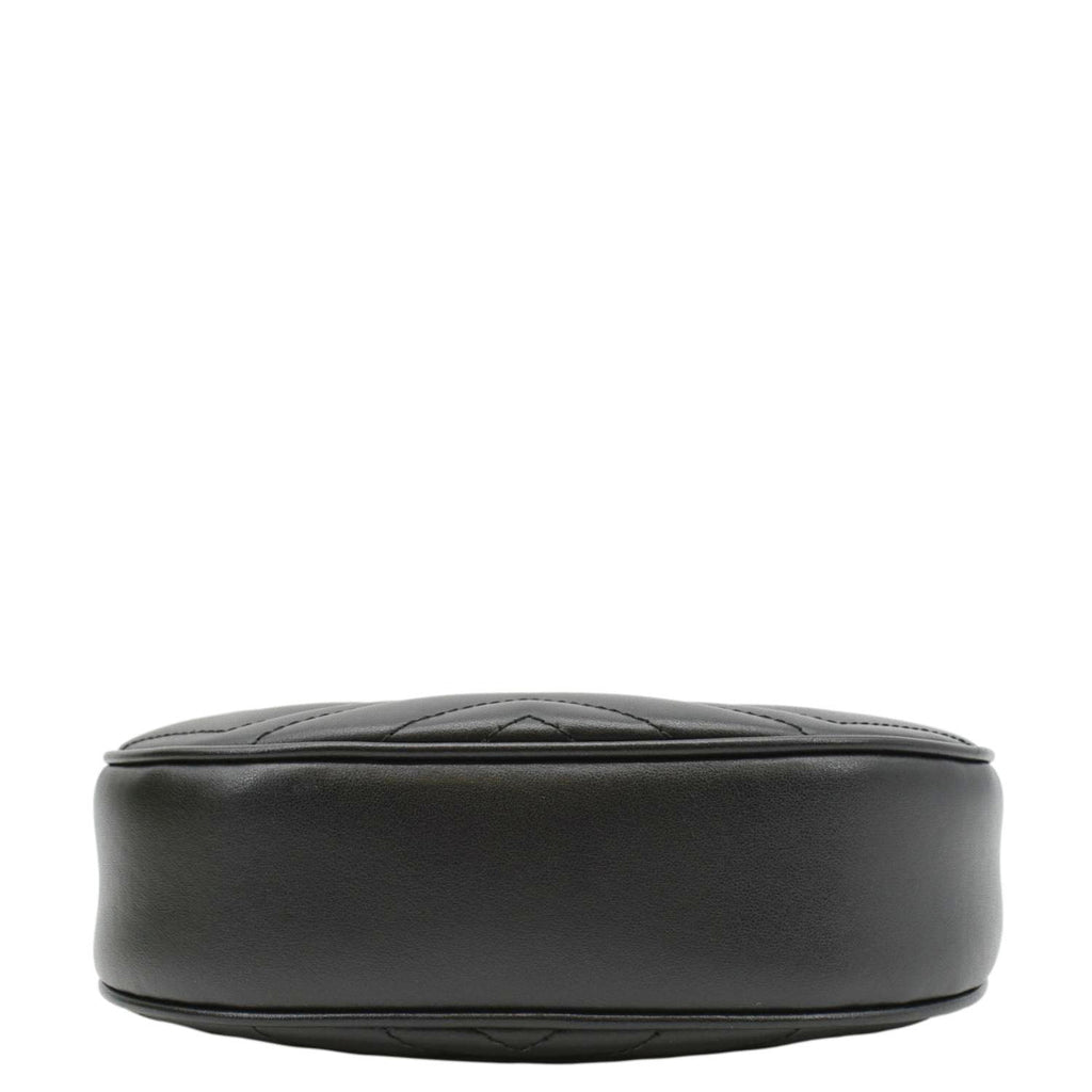 GUCCI Gucci Marmont Half Moon Mini Leather Shoulder Bag Black 699514