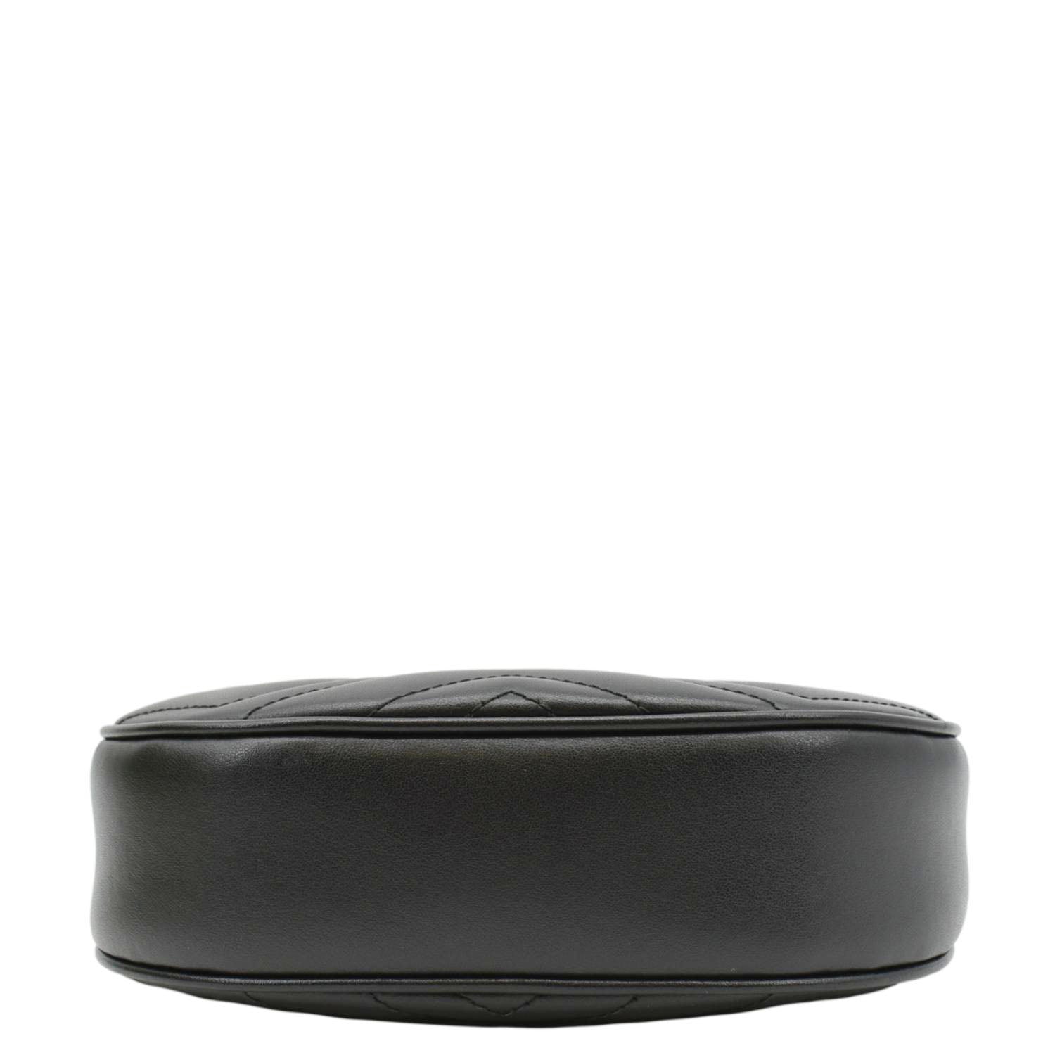 GUCCI Gucci Marmont Half Moon Mini Leather Shoulder Bag Black 699514