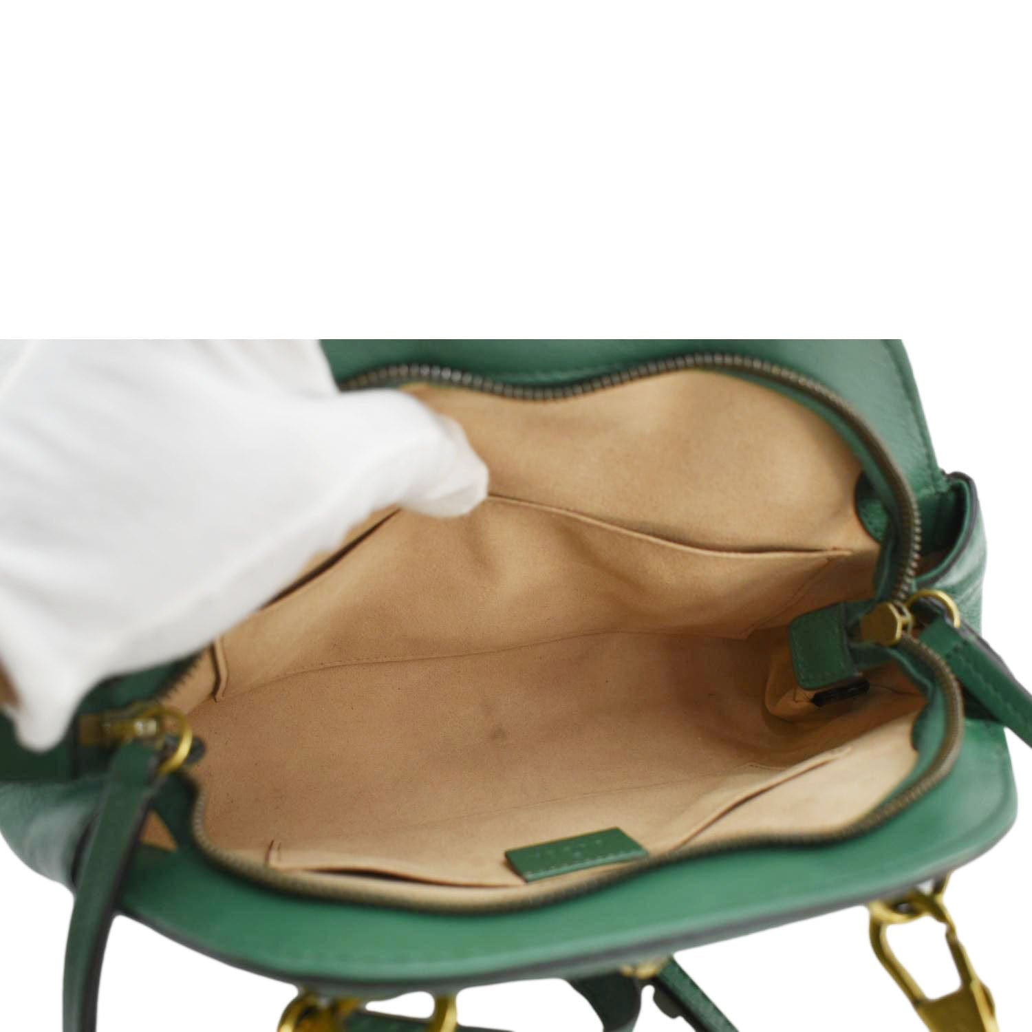 GUCCI Re(Belle) Tiger head Leather Shoulder Bag Green 524620