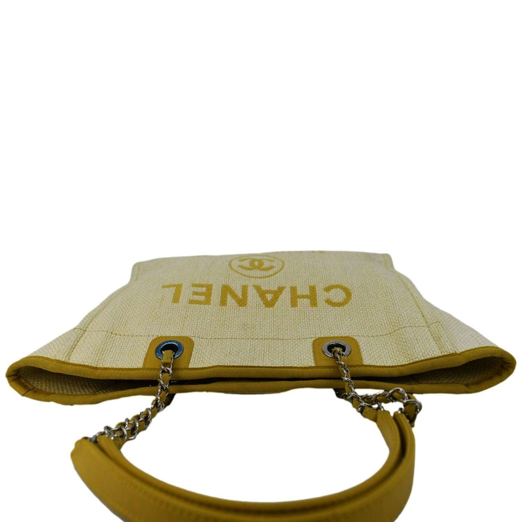 Chanel Deauville Straw Raffia Tote Bag Yellow