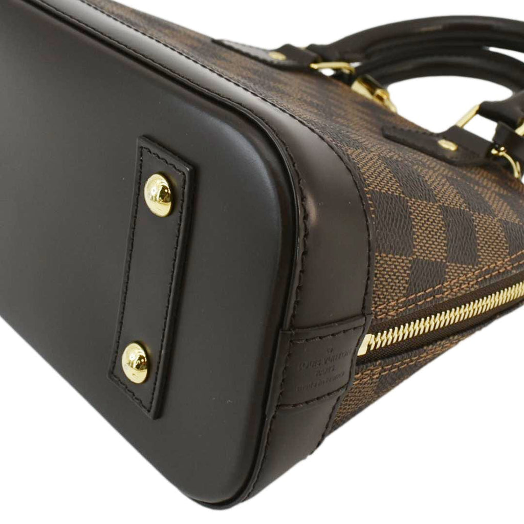 LOUIS VUITTON Alma BB Damier Ebene Satchel Bag Brown