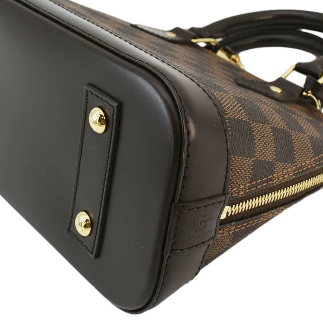 LOUIS VUITTON Alma BB Damier Ebene Satchel Bag Brown