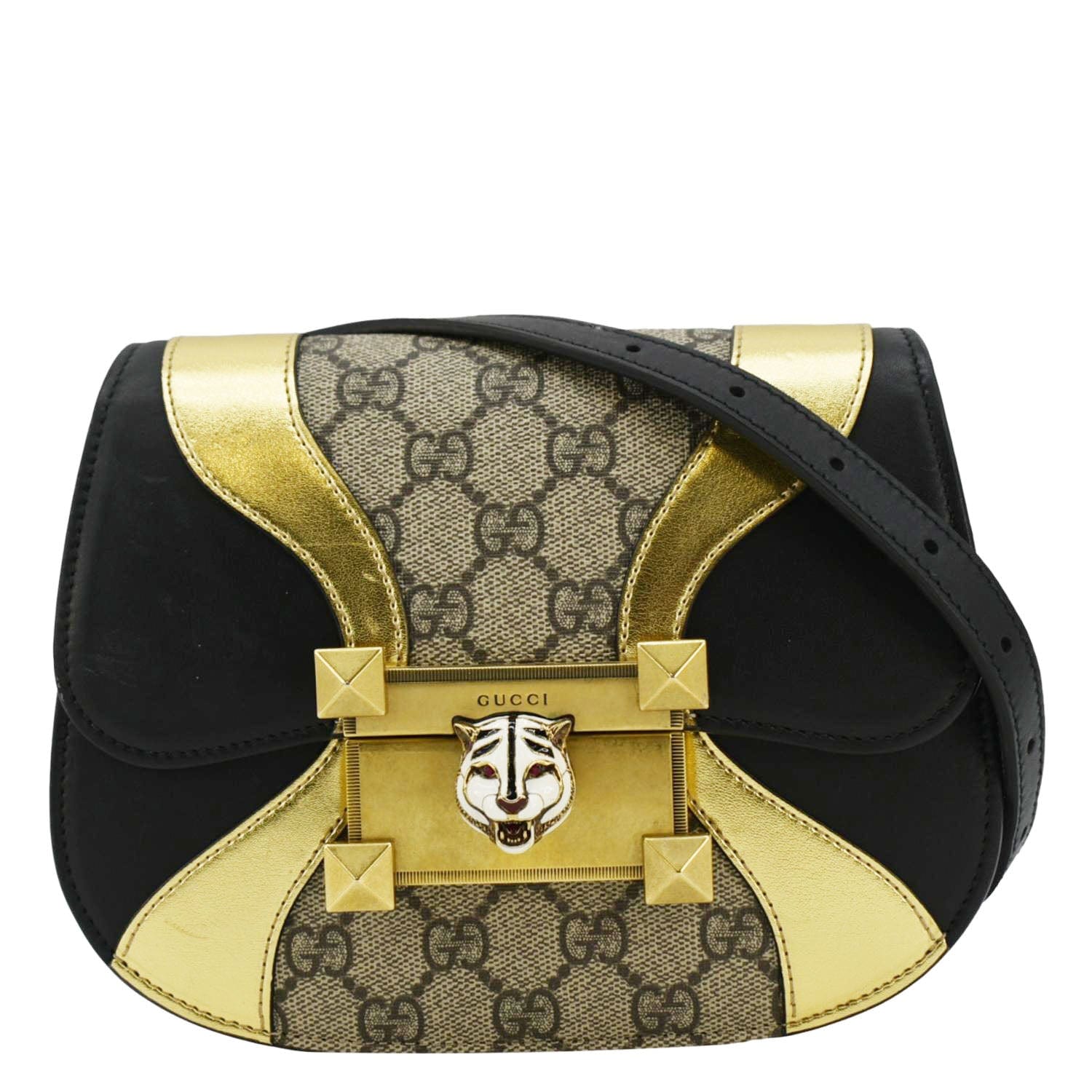 GUCCI Ogilide Gucci Supreme Canvas Shoulder Bag Gold 500781