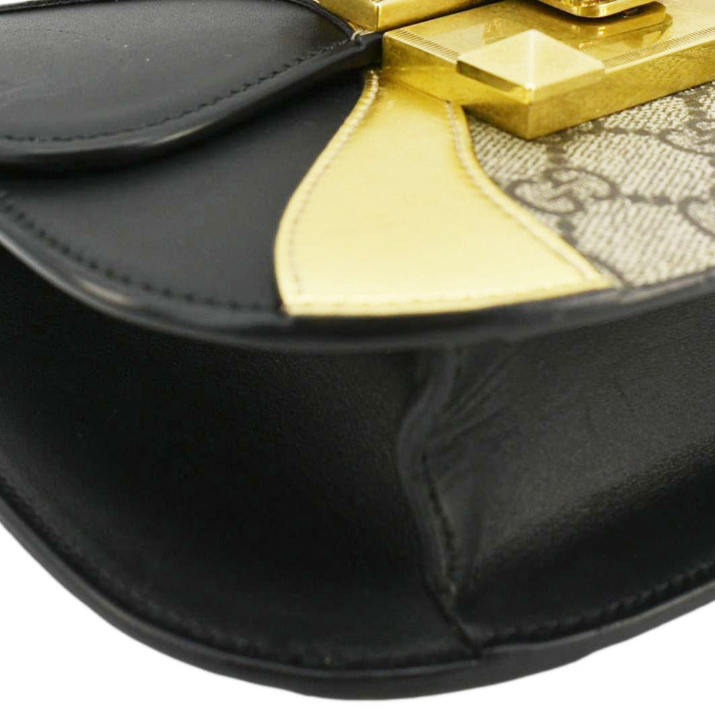 GUCCI Ogilide Gucci Supreme Canvas Shoulder Bag Gold 500781