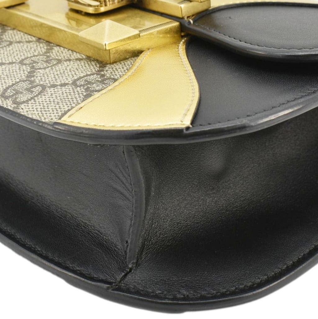GUCCI Ogilide Gucci Supreme Canvas Shoulder Bag Gold 500781