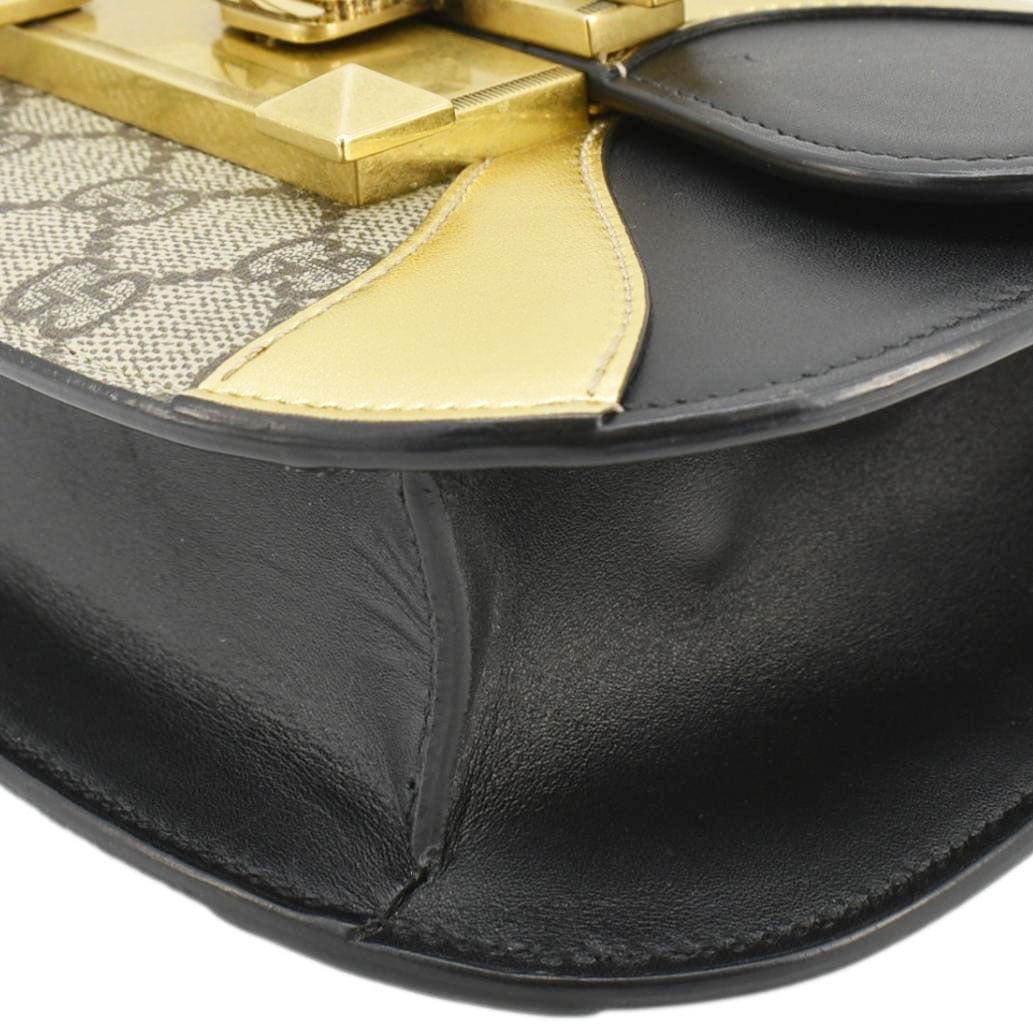 GUCCI Ogilide Gucci Supreme Canvas Shoulder Bag Gold 500781