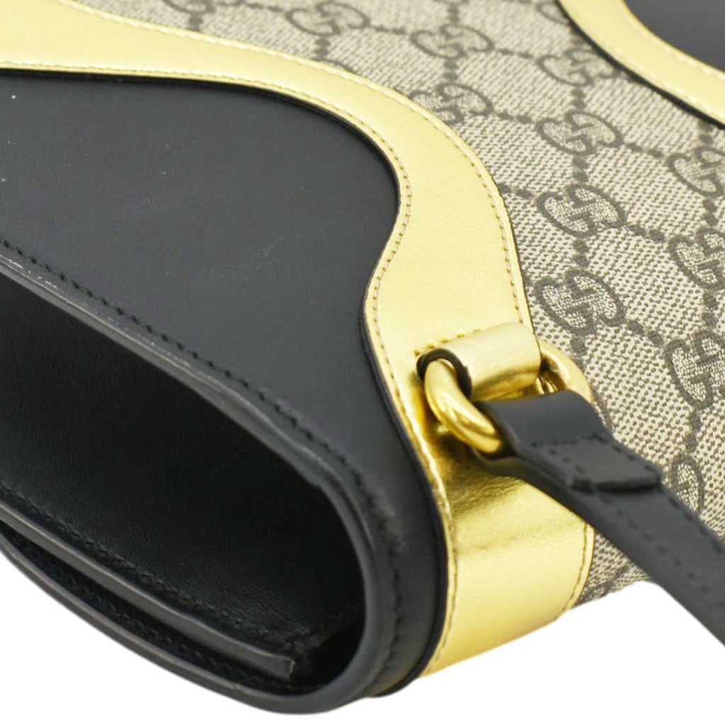 GUCCI Ogilide Gucci Supreme Canvas Shoulder Bag Gold 500781