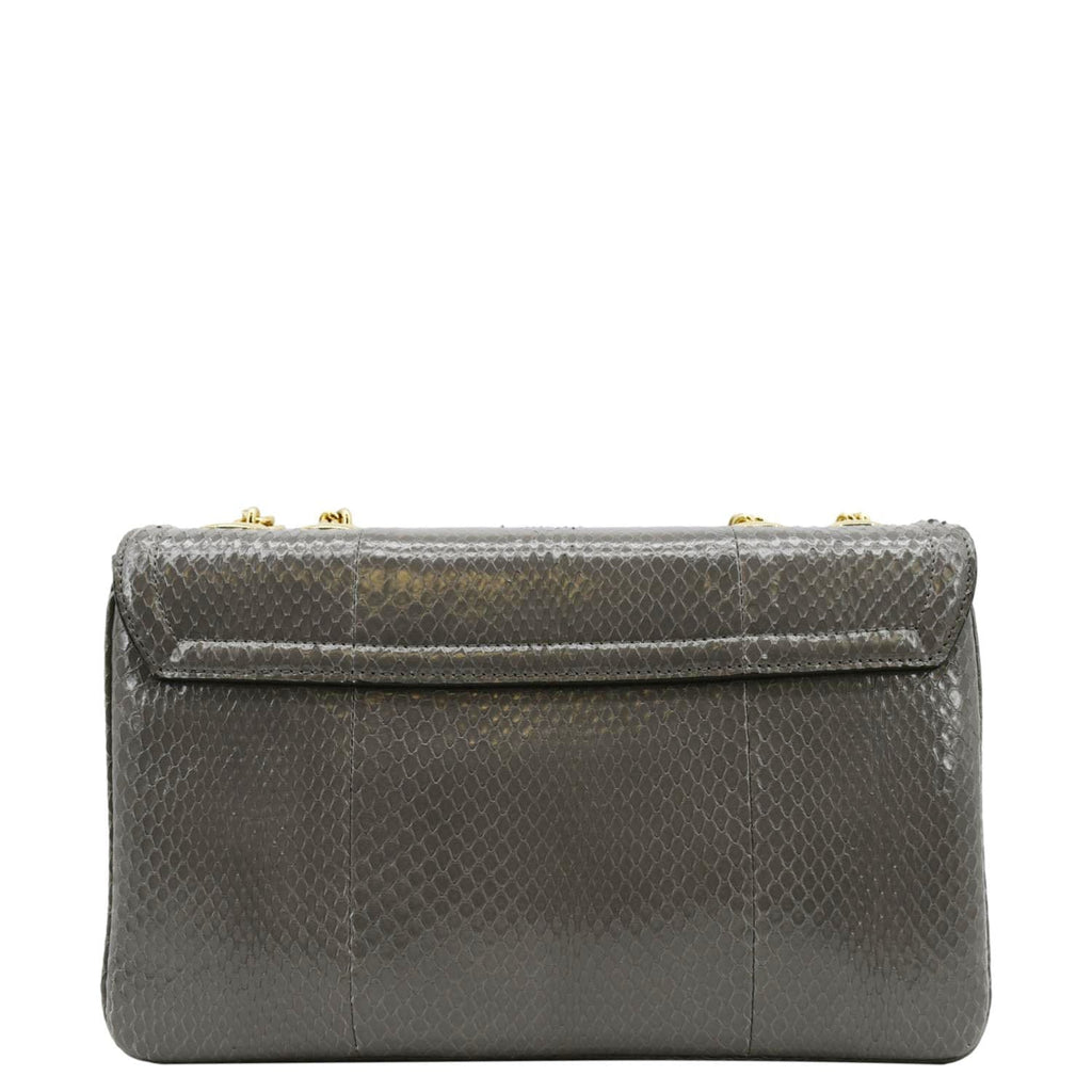 GUCCI Rajah Medium Leather Chain Shoulder Bag Grey 537241