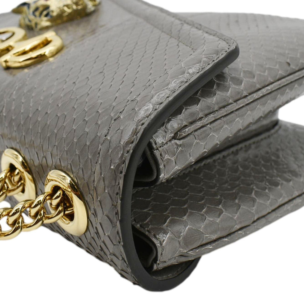 GUCCI Rajah Medium Leather Chain Shoulder Bag Grey 537241