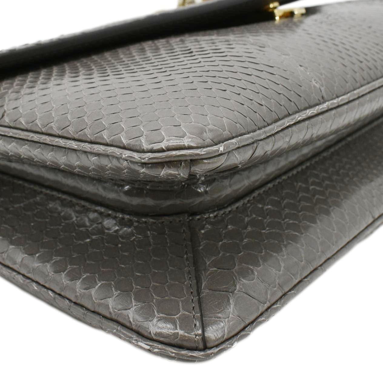 GUCCI Rajah Medium Leather Chain Shoulder Bag Grey 537241