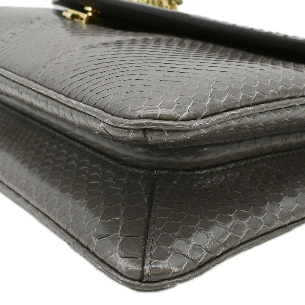 GUCCI Rajah Medium Leather Chain Shoulder Bag Grey 537241
