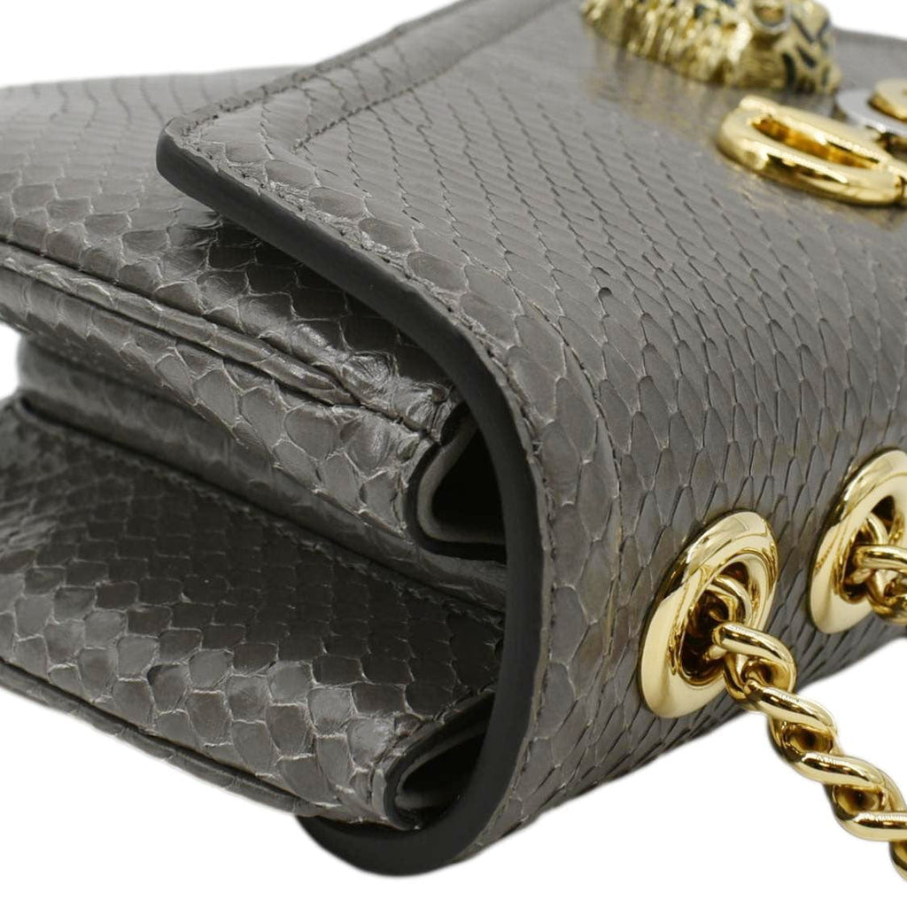 GUCCI Rajah Medium Leather Chain Shoulder Bag Grey 537241