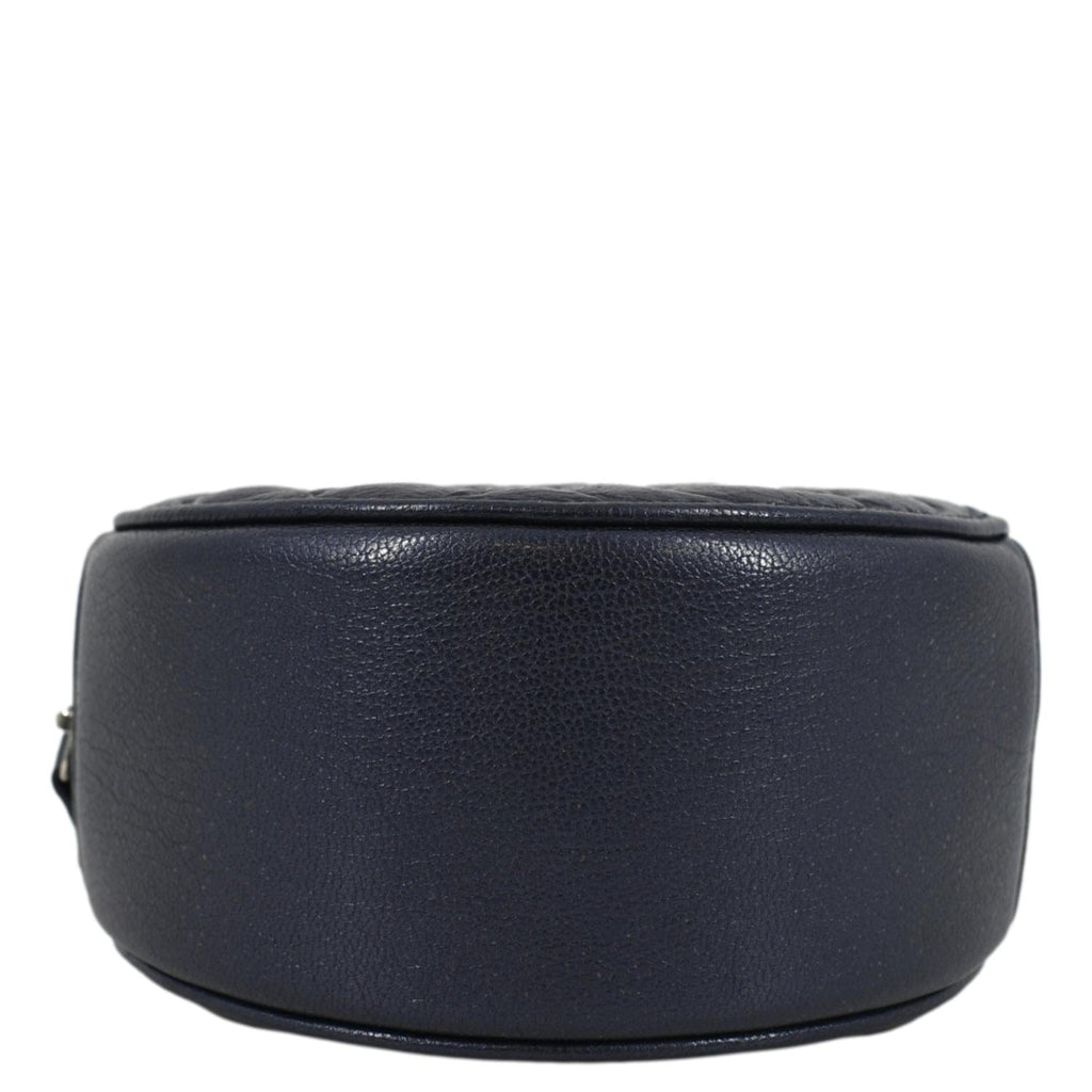Chanel Camellia Round Goatskin Leather Crossbody Bag Dark Blue