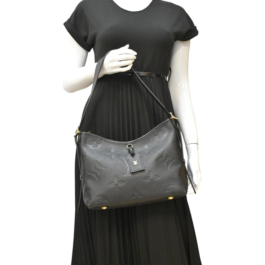 LOUIS VUITTON Carryall PM Monogram Empreinte Leather Shoulder Bag Black