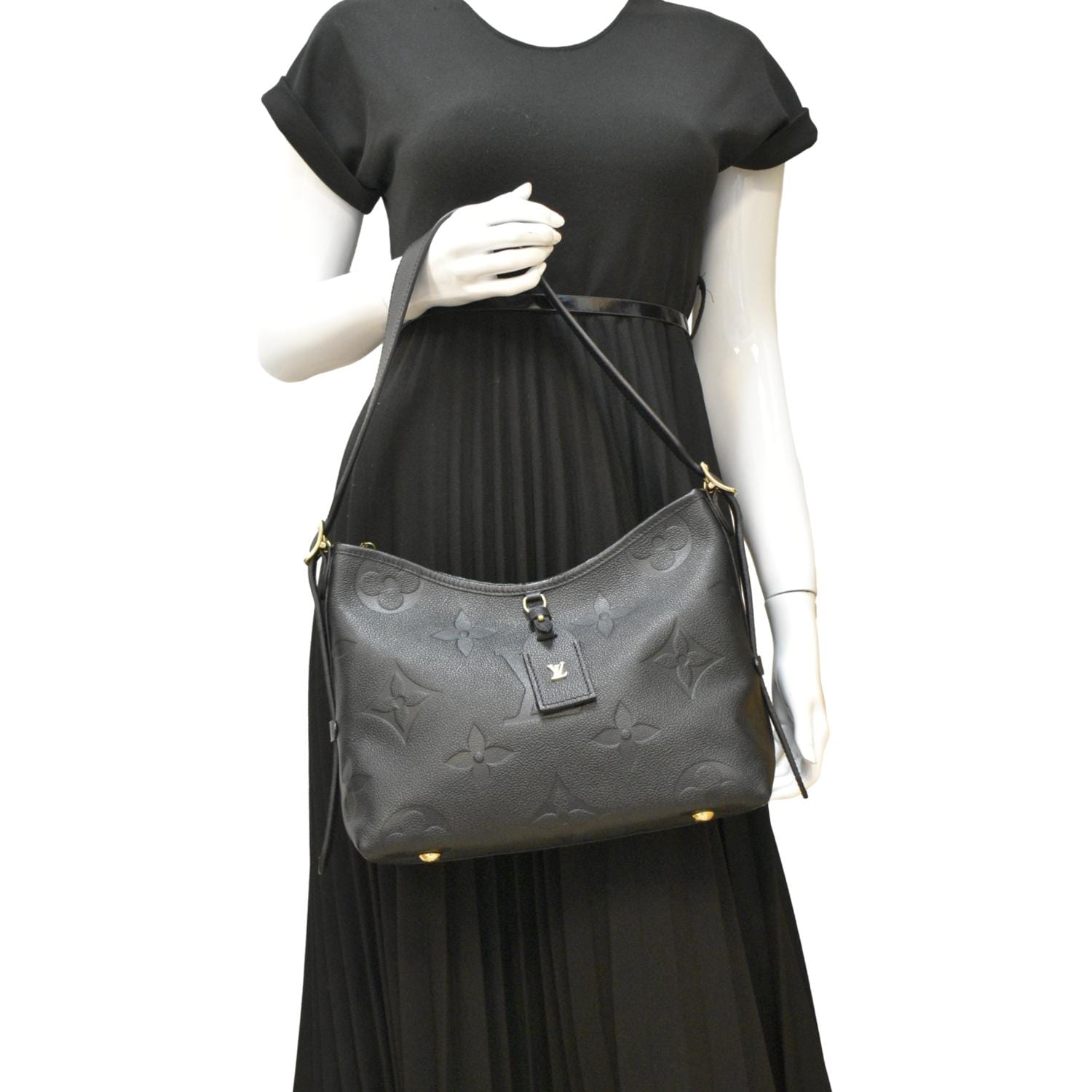LOUIS VUITTON Carryall PM Monogram Empreinte Leather Shoulder Bag Black